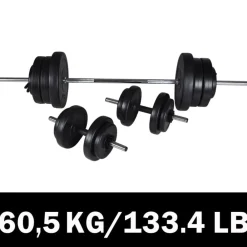 Entraînement & Fitness-vidaXL Kit de barre d'haltère et 2 haltères 60,5 kg