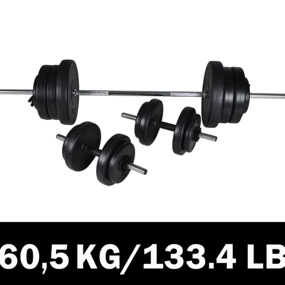 Entraînement & Fitness-vidaXL Kit de barre d'haltère et 2 haltères 60,5 kg