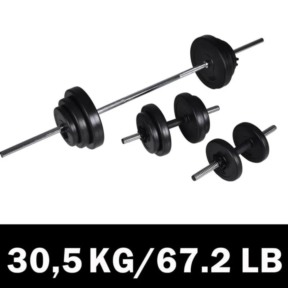 Entraînement & Fitness-vidaXL Kit de barre d'haltère et 2 haltères 30,5 kg