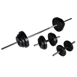 Entraînement & Fitness-vidaXL Kit de barre d'haltère et 2 haltères 30,5 kg