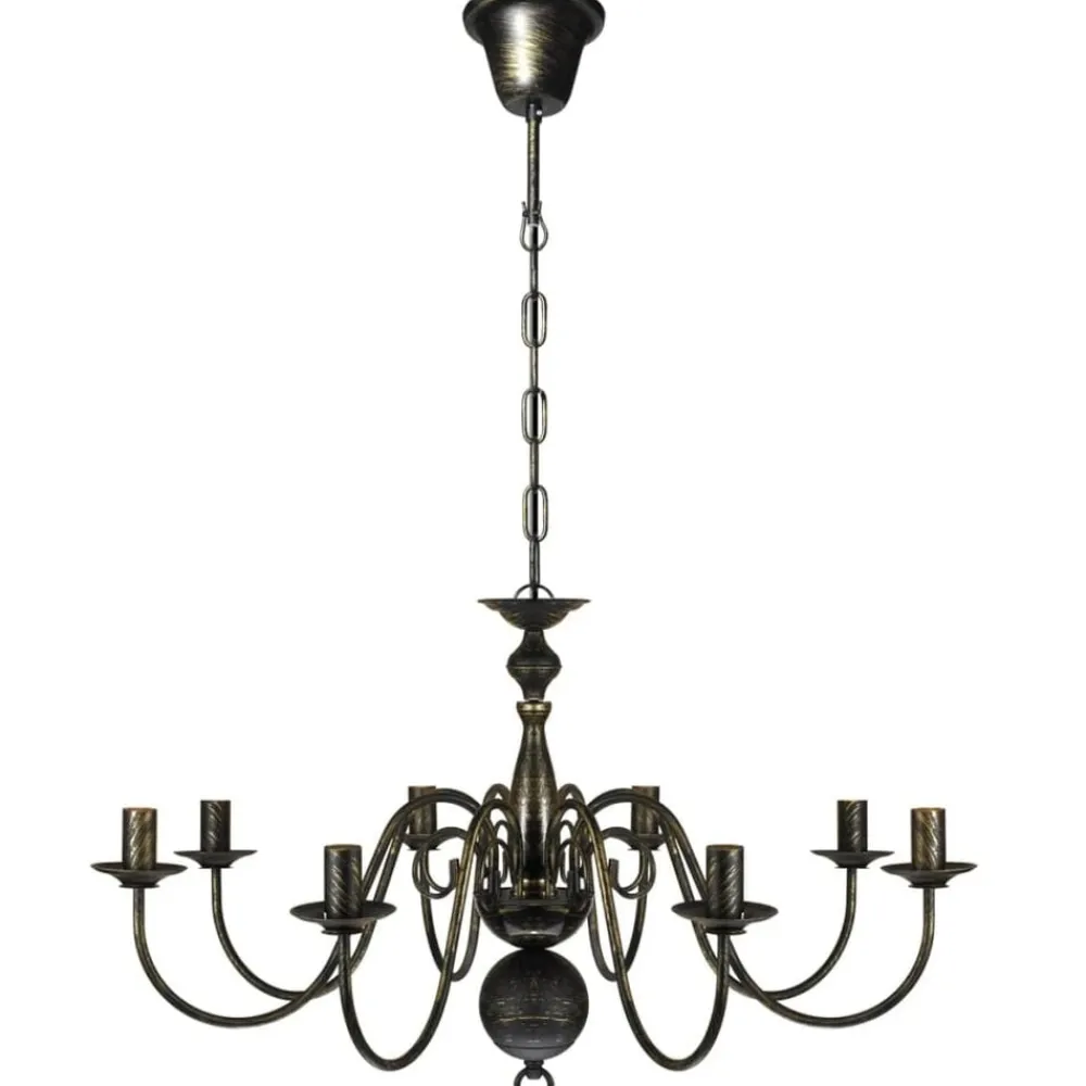 Luminaires-vidaXL Lustre en métal antique 8 x E14 ampoules Noir