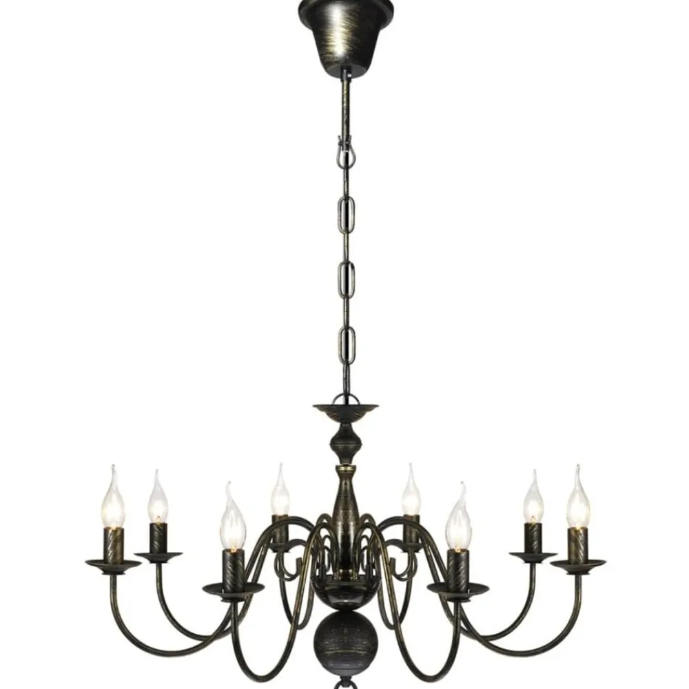 Luminaires-vidaXL Lustre en métal antique 8 x E14 ampoules Noir