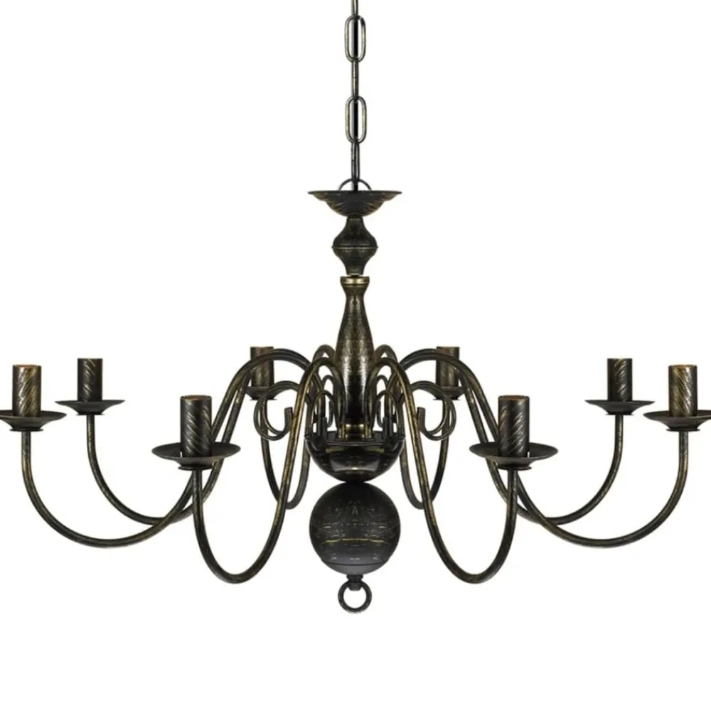 Luminaires-vidaXL Lustre en métal antique 8 x E14 ampoules Noir