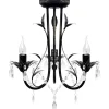 vidaXL Lustre métal noir style art nouveau + perles crystal 3 x E14 Ampoules