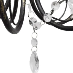 vidaXL Lustre métal noir style art nouveau + perles crystal 3 x E14 Ampoules