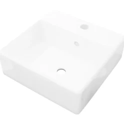 vidaXL Luxueuse vasque céramique carrée avec trop plein 41 x 41 cm