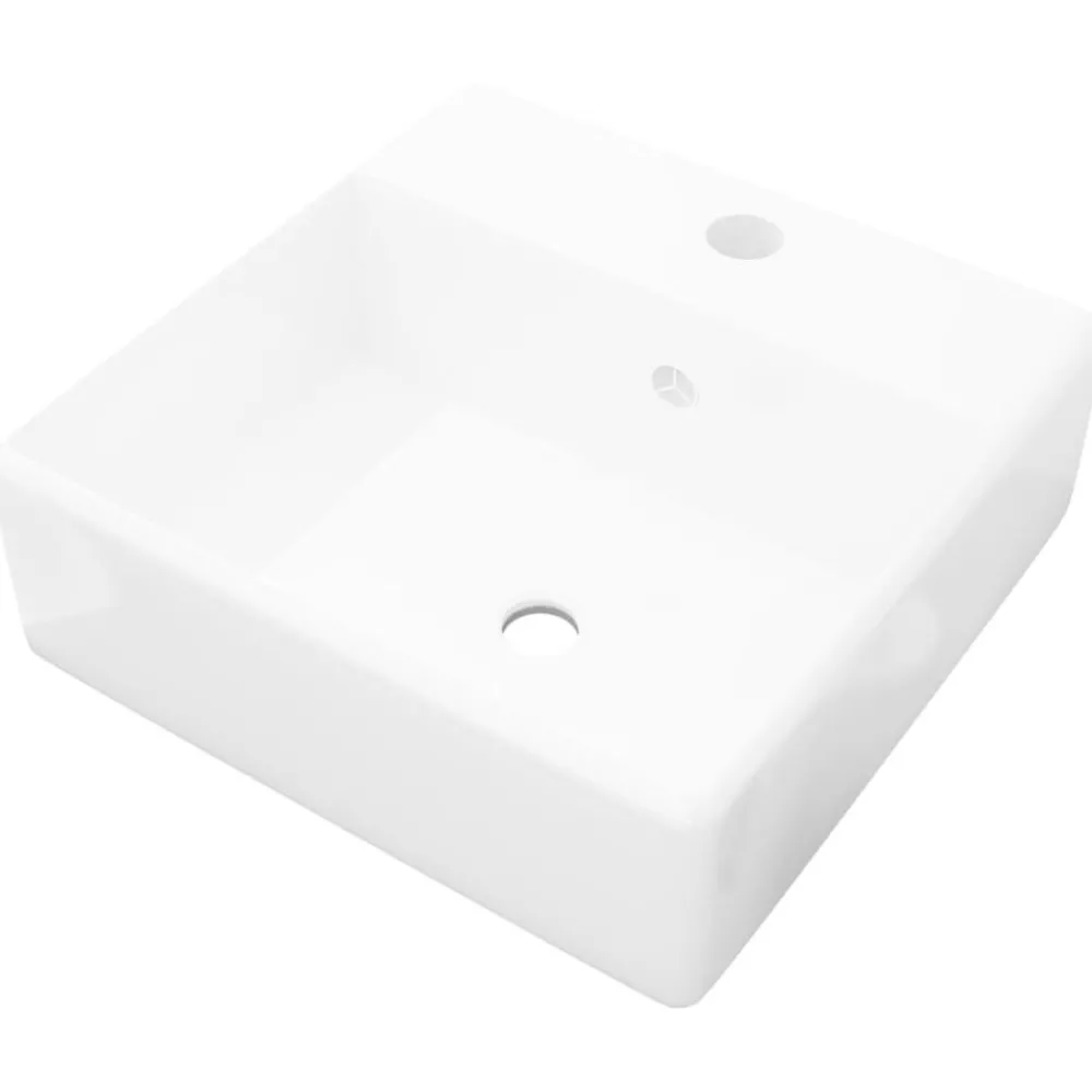 vidaXL Luxueuse vasque céramique carrée avec trop plein 41 x 41 cm