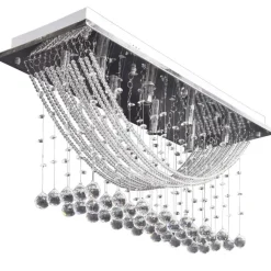Luminaires-vidaXL Plafonnier avec perles en verre cristal Étincelant Blanc 8 x G9 29 cm