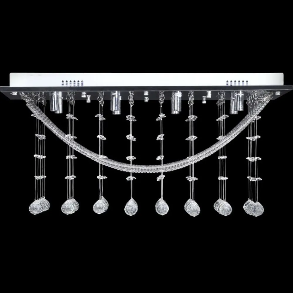 Luminaires-vidaXL Plafonnier avec perles en verre cristal Étincelant Blanc 8 x G9 29 cm