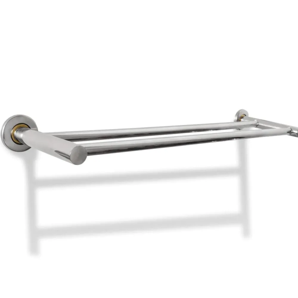 Accessoires De Salle De Bain-vidaXL Porte serviettes double - Barre Fixe 2 tubes
