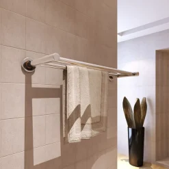 Accessoires De Salle De Bain-vidaXL Porte serviettes double - Barre Fixe 2 tubes