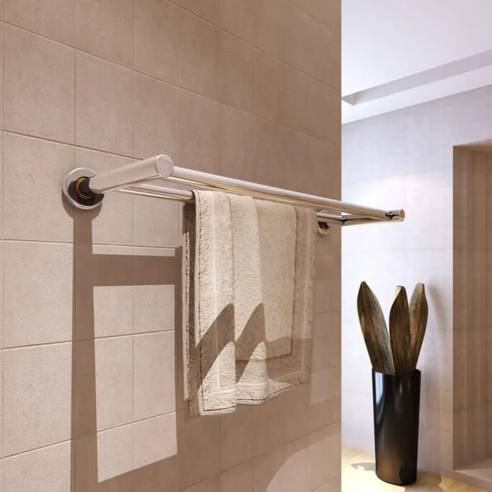 Accessoires De Salle De Bain-vidaXL Porte serviettes double - Barre Fixe 2 tubes
