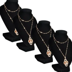 Santé & Beauté-vidaXL Présentoir buste d'exposition pour colliers en flanelle 4 pcs