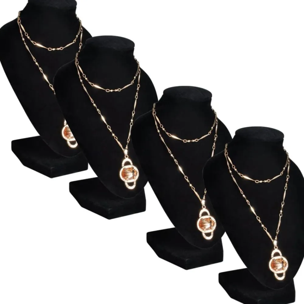 Santé & Beauté-vidaXL Présentoir buste d'exposition pour colliers en flanelle 4 pcs