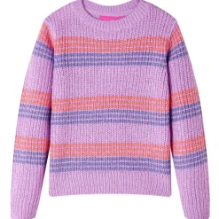 vidaXL Pull-over rayé tricoté pour enfants lilas et rose 92
