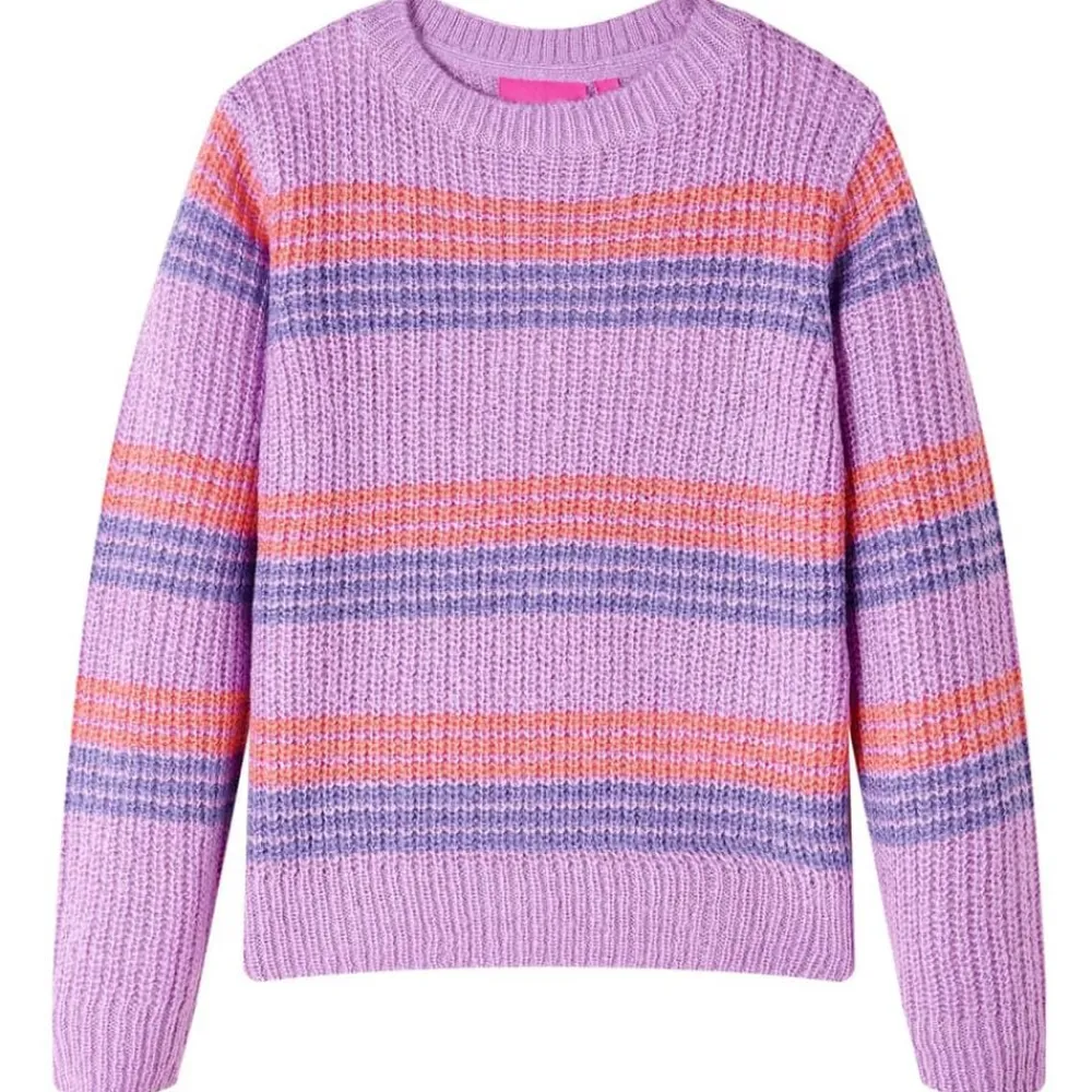 vidaXL Pull-over rayé tricoté pour enfants lilas et rose 92