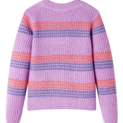 vidaXL Pull-over rayé tricoté pour enfants lilas et rose 92