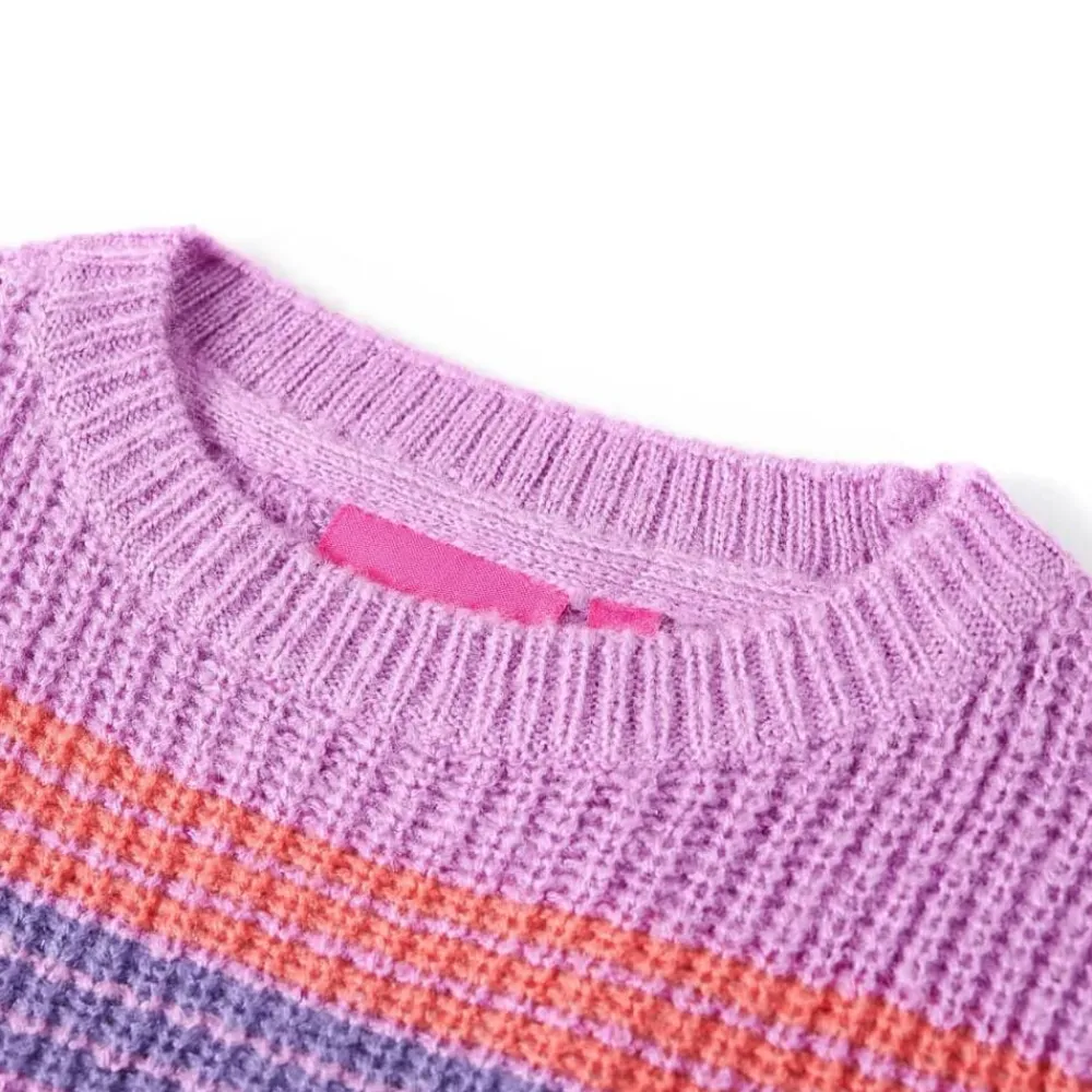 vidaXL Pull-over rayé tricoté pour enfants lilas et rose 92