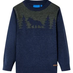 vidaXL Pull-over tricoté pour enfants bleu marine 92