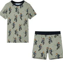 Vêtements & Accessoires-vidaXL Pyjamas à manches courtes pour enfants kaki clair 92
