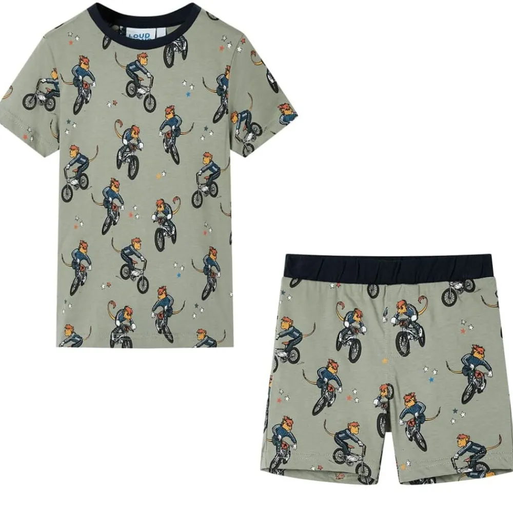 Vêtements & Accessoires-vidaXL Pyjamas à manches courtes pour enfants kaki clair 92