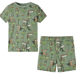 vidaXL Pyjamas à manches courtes pour enfants kaki clair 92