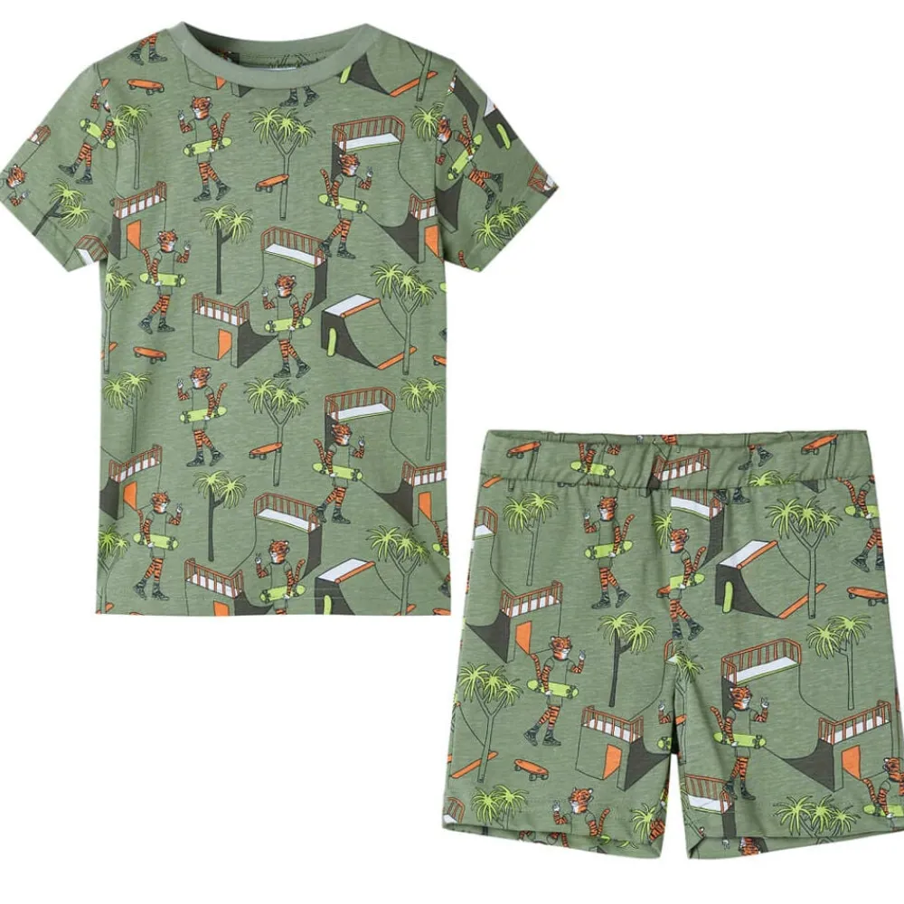 vidaXL Pyjamas à manches courtes pour enfants kaki clair 92