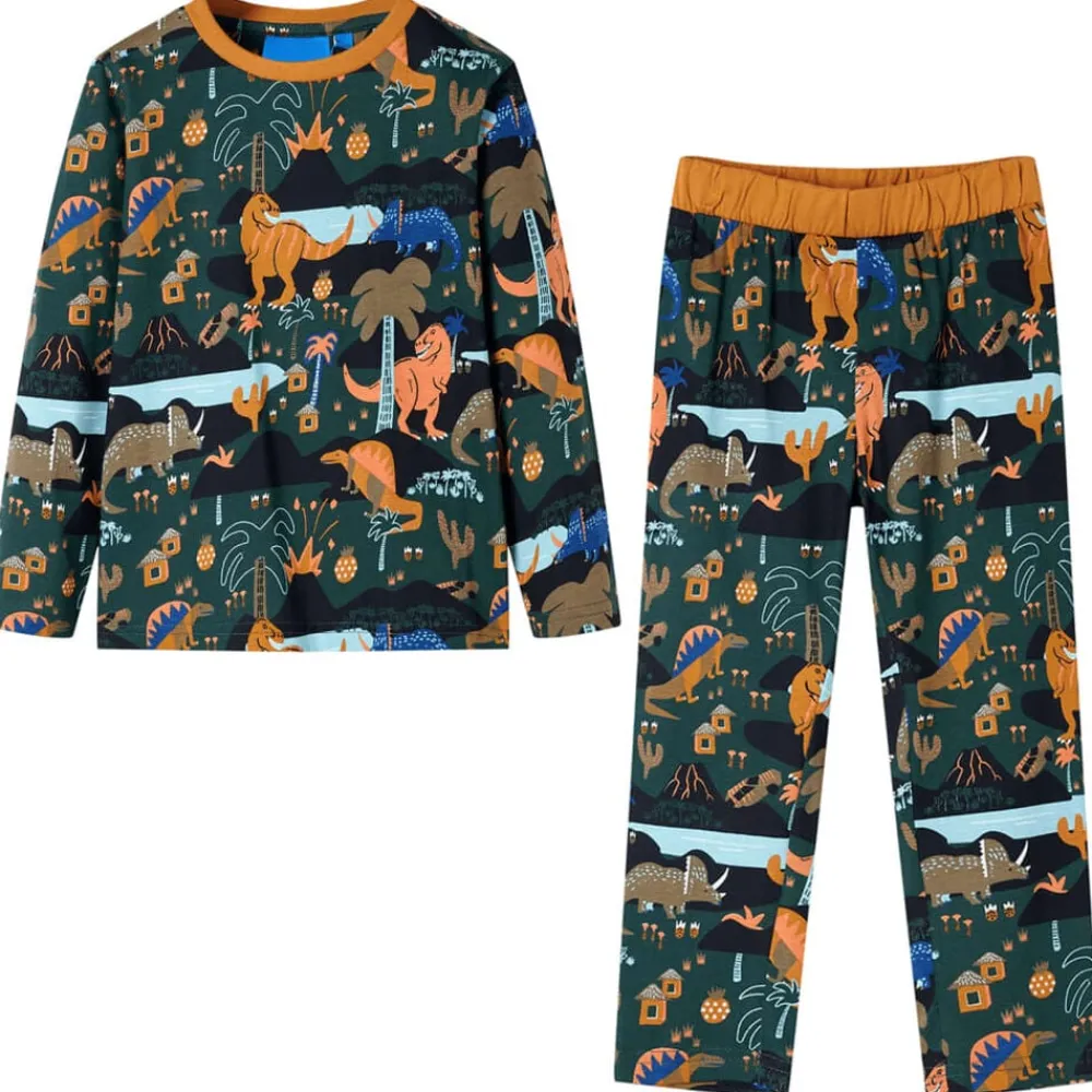vidaXL Pyjamas enfants à manches longues vert foncé 92