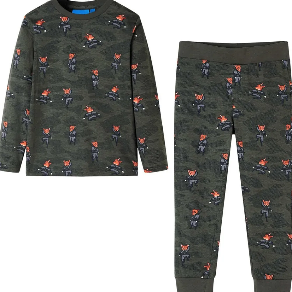 vidaXL Pyjamas pour enfants à manches longues kaki 92