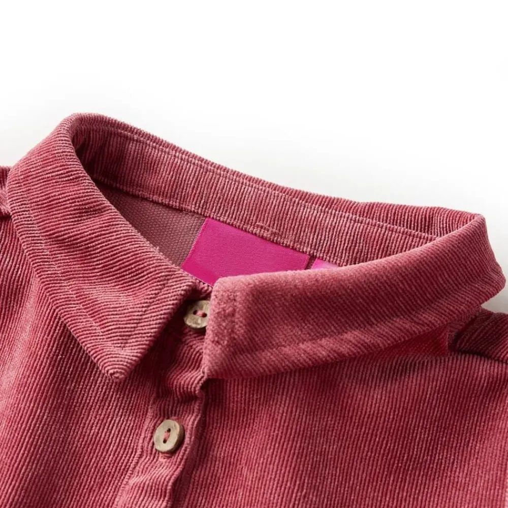 vidaXL Robe enfants à manches longues velours côtelé rose ancien 92