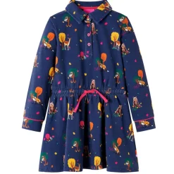 vidaXL Robe enfants manches longues et cordon bleu marine 92