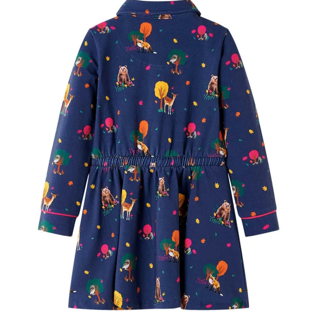 vidaXL Robe enfants manches longues et cordon bleu marine 92
