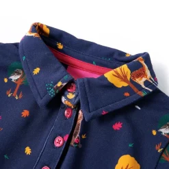 vidaXL Robe enfants manches longues et cordon bleu marine 92