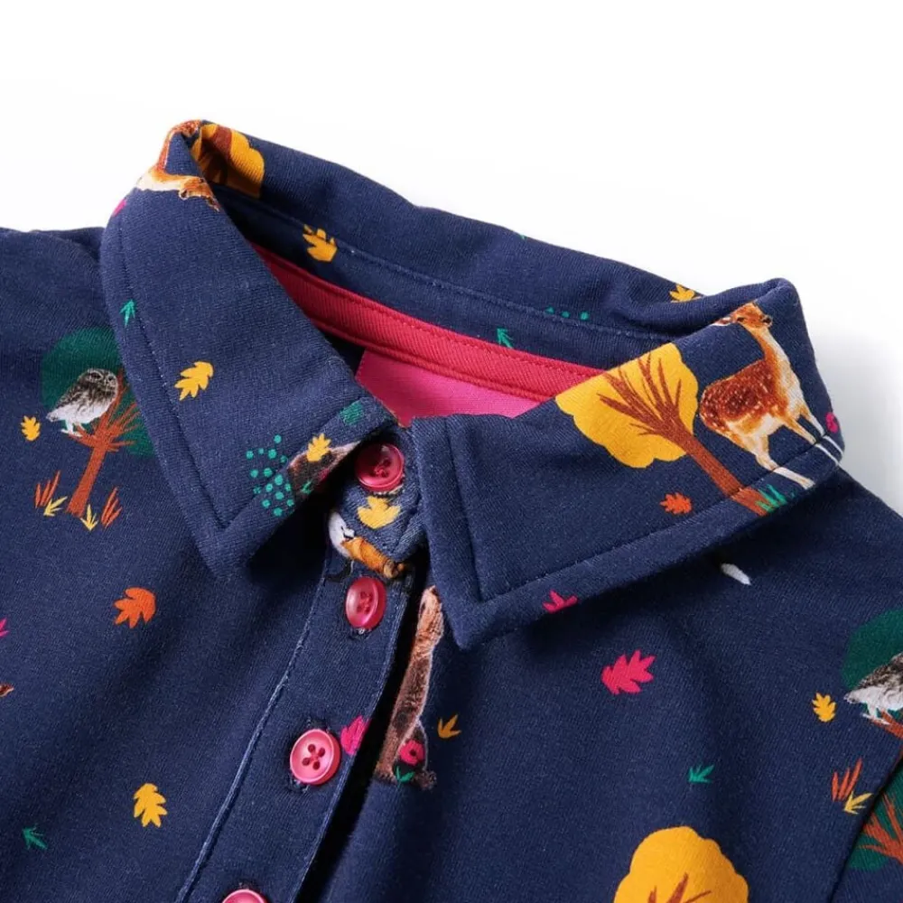 vidaXL Robe enfants manches longues et cordon bleu marine 92