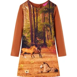 Vêtements & Accessoires-vidaXL Robe pour enfants à manches longues 92 Cognac