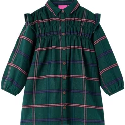 Vêtements & Accessoires-vidaXL Robe pour enfants à manches longues et volants vert foncé 92