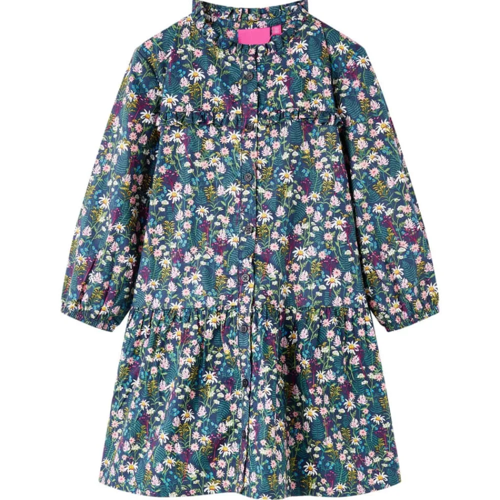 vidaXL Robe pour enfants à manches longues bleu foncé 92