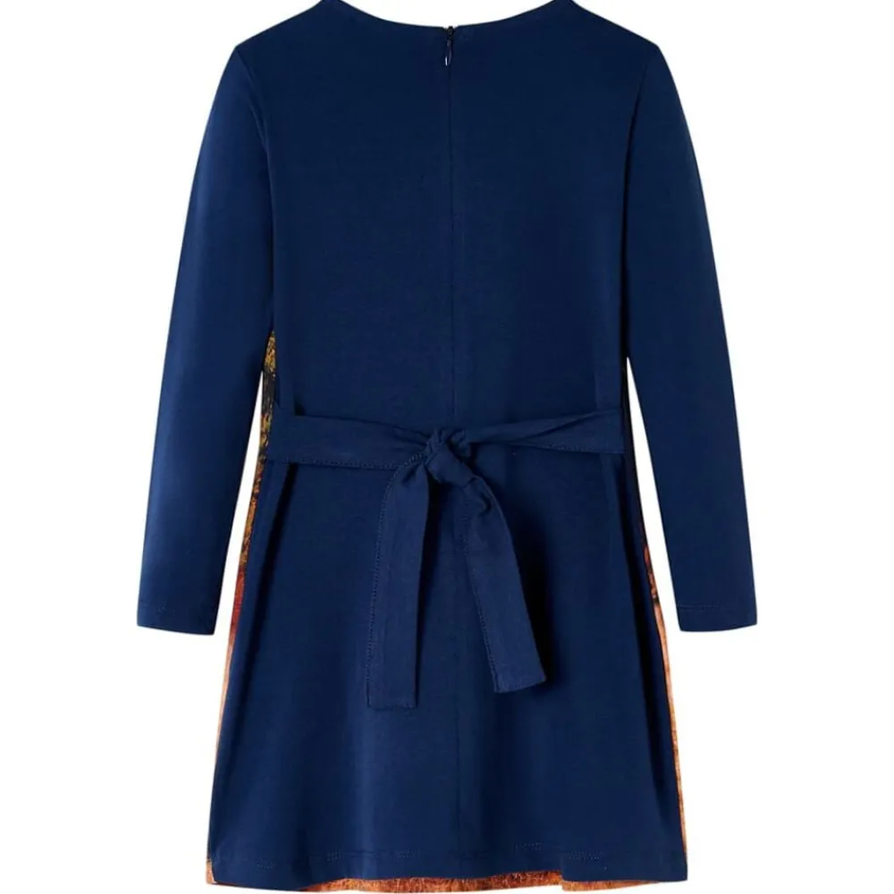 Vêtements & Accessoires-vidaXL Robe pour enfants à manches longues 104 Bleu marine