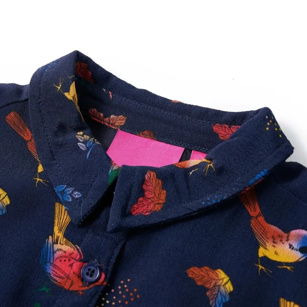 vidaXL Robe pour enfants à manches longues bleu marine 104