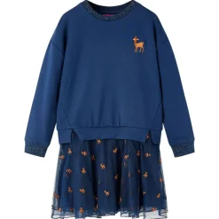 Vêtements & Accessoires-vidaXL Robe pour enfants à manches longues bleu marine 92