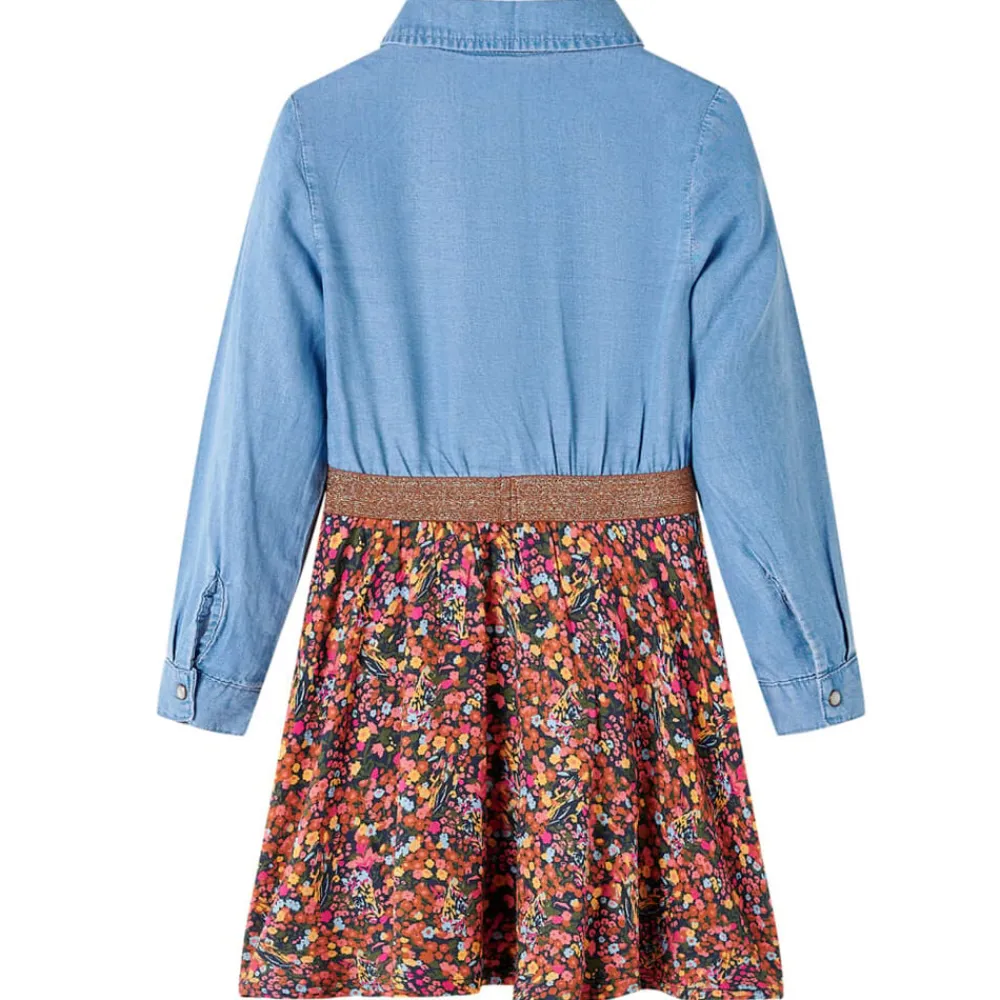 vidaXL Robe pour enfants à manches longues bleu marine et bleu denim 104