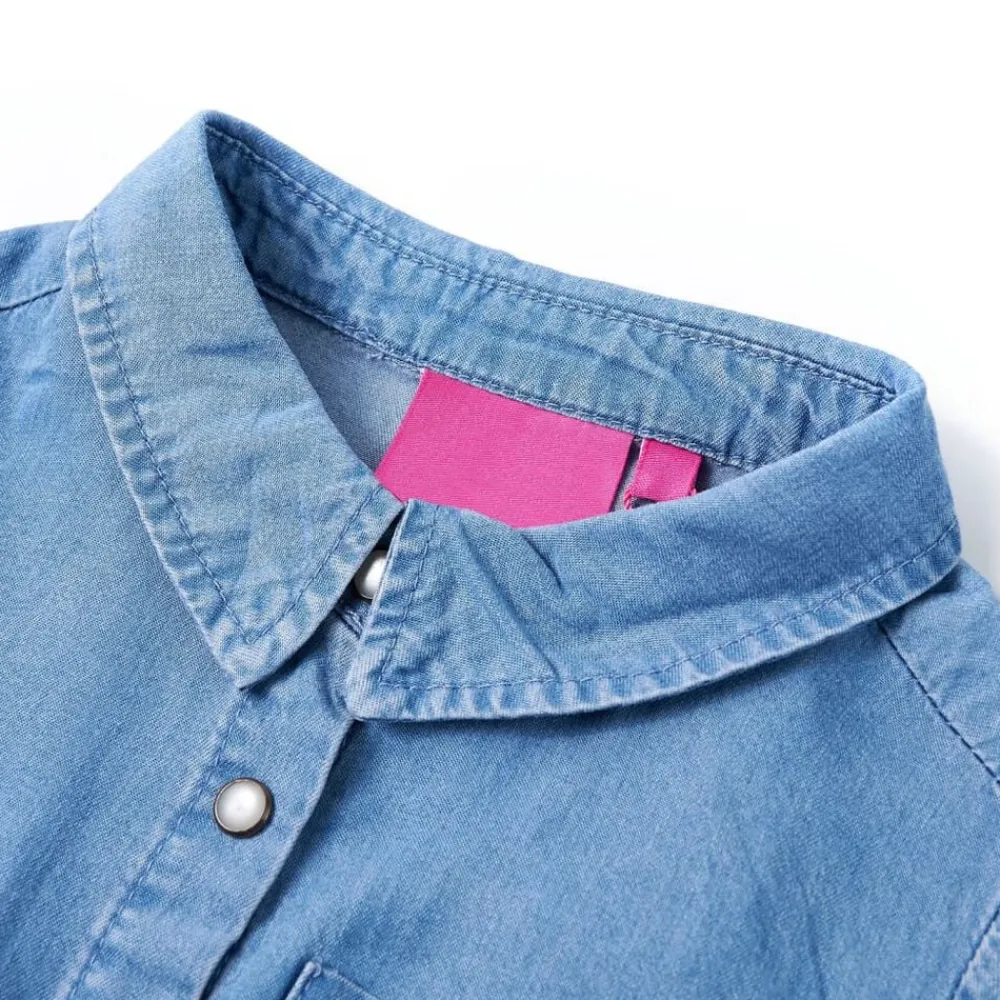 vidaXL Robe pour enfants à manches longues bleu marine et bleu denim 104
