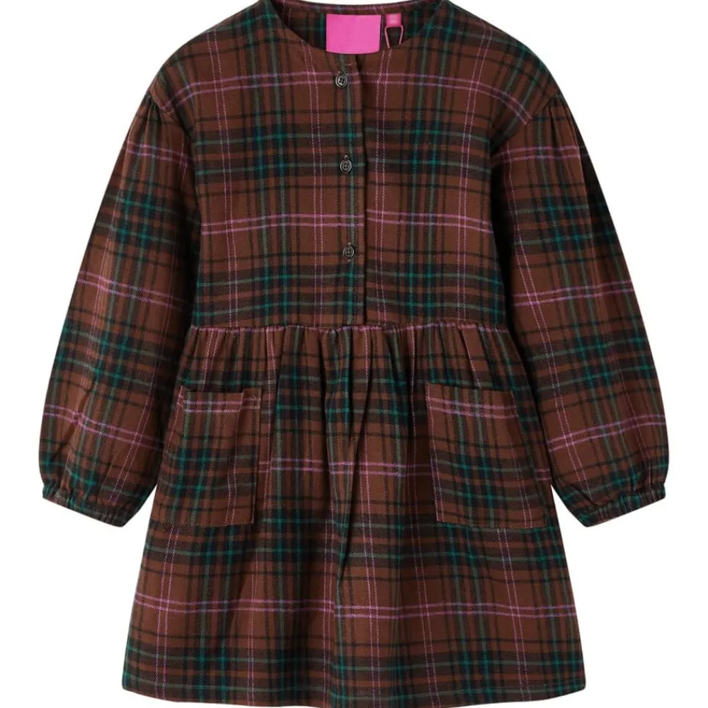 vidaXL Robe pour enfants à manches longues cognac 92