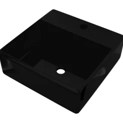 vidaXL Robinet de lavabo salle de bain céramique/trou trop-plein carré