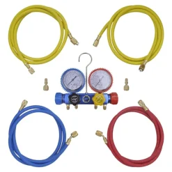 vidaXL Set manifold 4 voies avec mallette