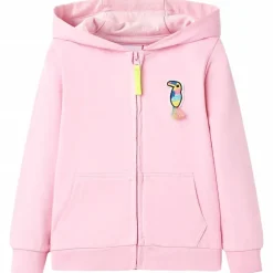 vidaXL Sweatshirt à capuche avec fermeture éclair pour enfants rose vif 92