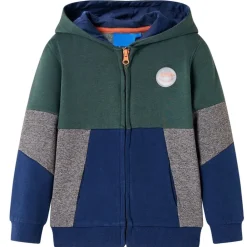 Vêtements & Accessoires-vidaXL Sweatshirt à capuche avec fermeture éclair pour enfants vert foncé 92