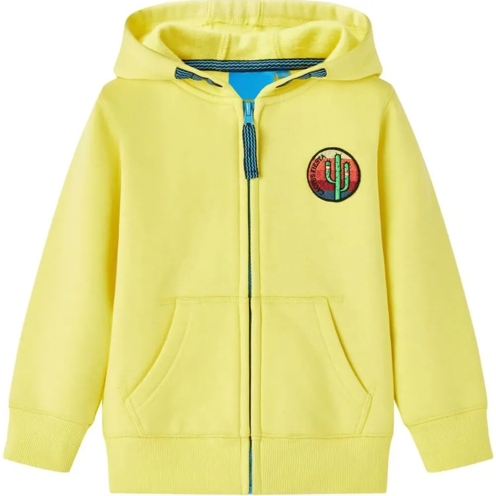 Vêtements & Accessoires-vidaXL Sweat-shirt à capuche et fermeture éclair pour enfants jaune clair 92