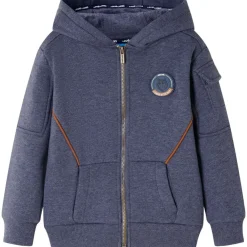 vidaXL Sweat-shirt à capuche fermeture éclair enfants bleu foncé mélangé 92