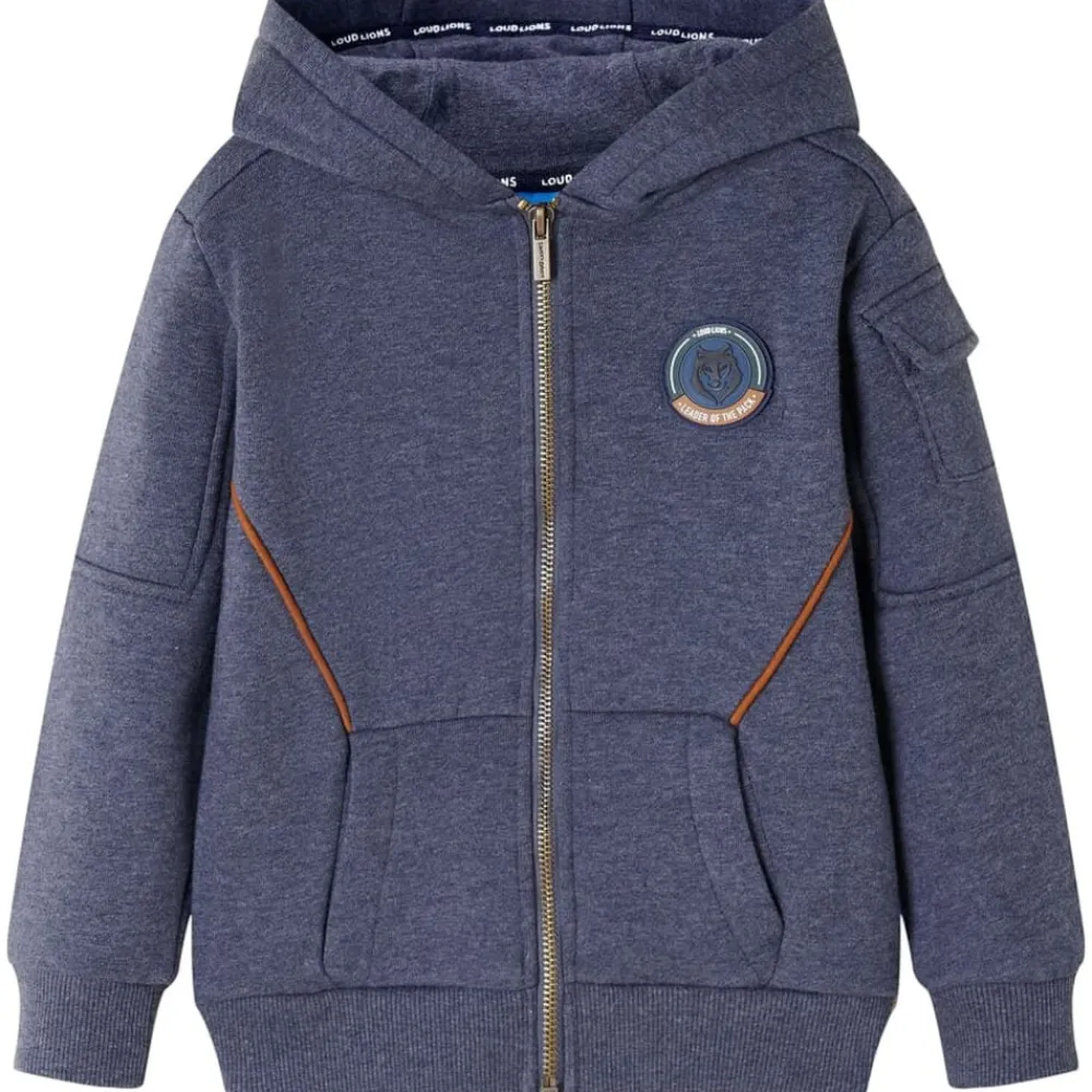 vidaXL Sweat-shirt à capuche fermeture éclair enfants bleu foncé mélangé 92